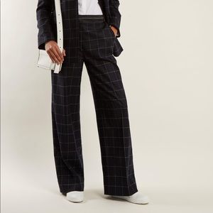 NWT Elizabeth & James Blue Hansel High Rise Wide Leg Wool Blend Trouser Pants